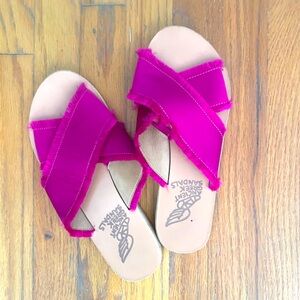 ancient greek sandals size 6 in satin fuschia color